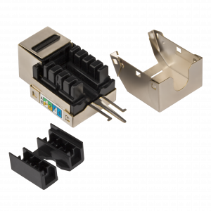 RJ45 Keystone module, category 5E, STP, 90 degrees, white